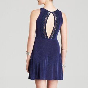 NWT Free People Lady Jane Floral Jacquard Skater Mini Dress Navy XS